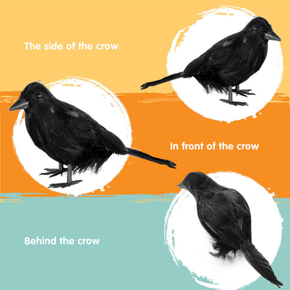 JOYIN Halloween Crow Raven 3Pcs Feather Bird, Black Prop Fake Birds Crows, Halloween Decorations for Haunted House Graveyard Cemetery Yard Table Party Favors