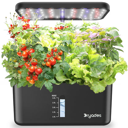 Dryades Hydroponics Growing System Indoor Herb Garden, 10-Pod Indoor Gardening System with 24W Full-Spectrum LED Grow Lights, Quiet Smart Water Pump, Plant Germination Kit for Herbs, Vegetables