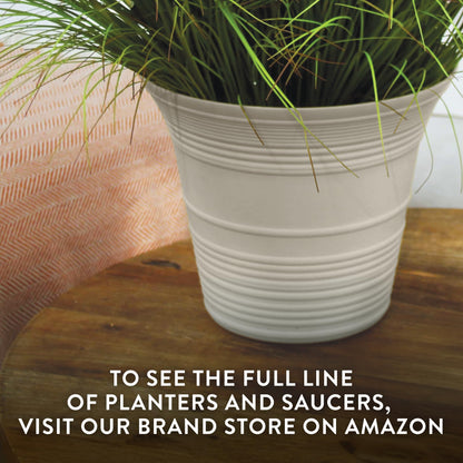 The HC Companies 7 Inch Sedona Round Self Watering Planter Pots, Lightweight UV-Resistant Plastic Indoor & Outdoor Planters, 4-Pack Flower Pots for Garden & Home Decor, Dusty Teal