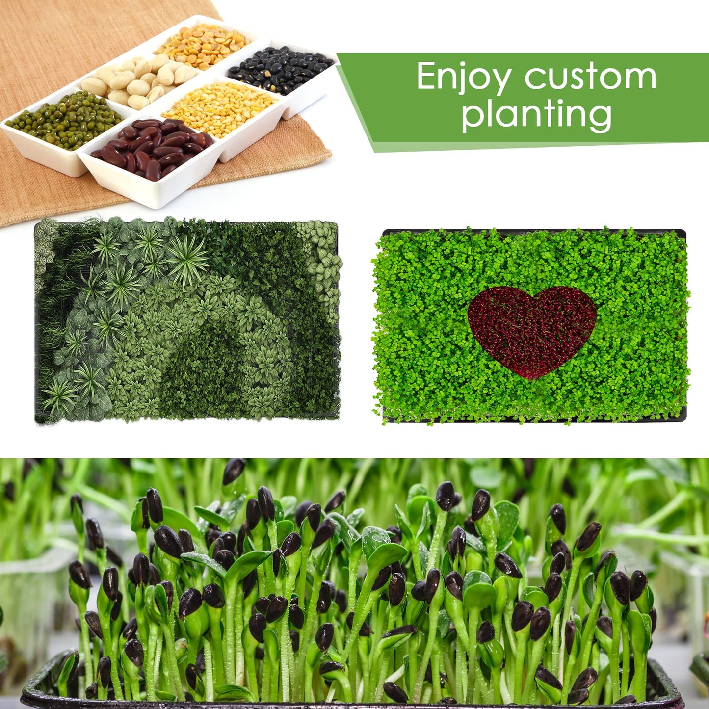 10 Pack 1020 Seed Starting Trays with 12 Hemp Grow Mats - Extra Thick Microgreens Growing Kit, 21 x 11 x 2.5 Inch Plant Trays with Hydroponic Grow Pads for Wheatgrass, Sprouts, Organic Gardening