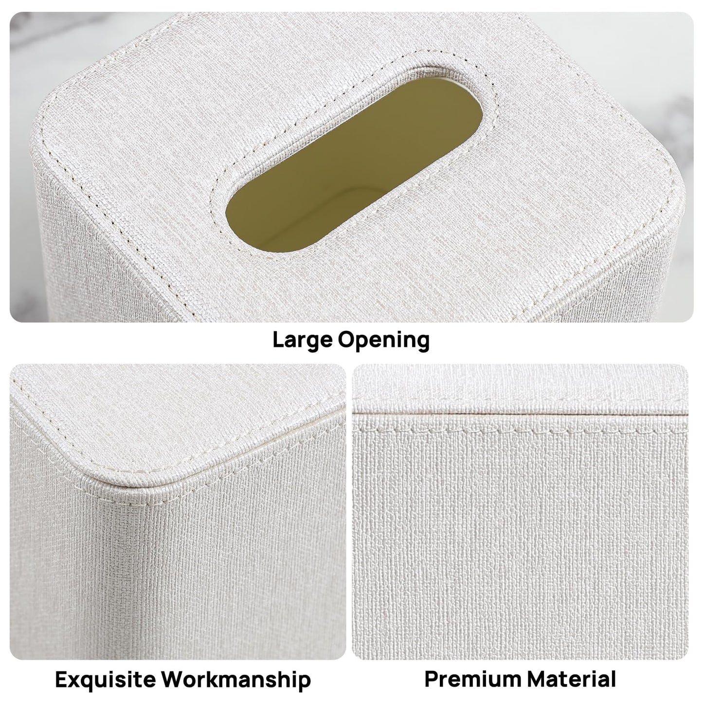 Cretkhp Square Linen Tissue Box Cover with Magnetic Closure, Modern PU Leather Tissue Box Holder for Bathroom Vanity NightStands Bedroom Office Desk, Stylish Cube Tissue Holder