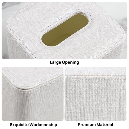 Cretkhp Square Linen Tissue Box Cover with Magnetic Closure, Modern PU Leather Tissue Box Holder for Bathroom Vanity NightStands Bedroom Office Desk, Stylish Cube Tissue Holder