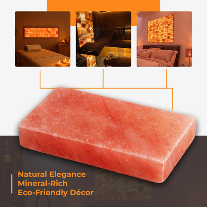 ZK Pack of 6 Himalayan Salt Tiles 8"x4"x1" – Natural Pink Salt Bricks for Sauna Walls, Salt Blocks of 2.5 lbs for Spa Rooms, Backlit Salt Walls & DIY Wellness Décor