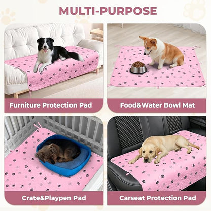 Fostanfly Reusable Puppy Pads, 2 Pack 18"x 24" Washable Dog Pee Pads, Pink | Machine Washable & Reusable, Strong Absorbency, Leakproof, Waterproof, Non-Slip Bottom, Training Mats for Potty, Crate