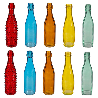 Evergreen Garden Glass Bottles for Bottle Tree, Wine Bottles for Decorativation Indoor Outdoor Wedding Christmas Party Decor (Rainbow, Set of 10)