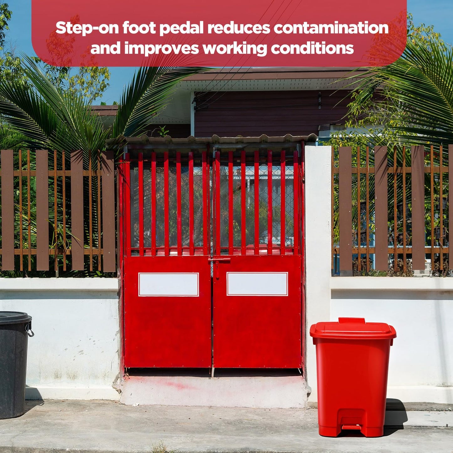 Yiyiring 1pcs 5 Gallon Red Step on Trash Can Hands-Free Waste Bin with Odor Control Lid Touchless Sanitary Use Garbage Can for Lab Dental Home Clinic Office