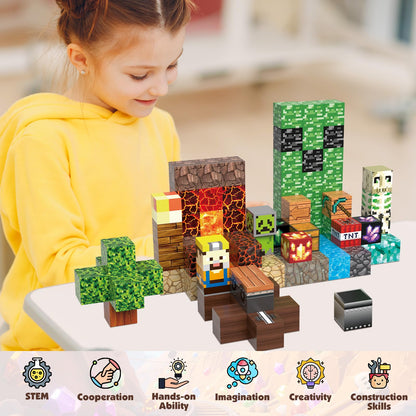 JIMI Magnetic Building Blocks Set, 100pcs Magnetic Blocks STEM Construction Toys, Montessori Sensory Stacking Toys for Boys Girls Age 3 4 5 6 7 8, Magnet Cubes Christmas Birthday Present for Kids