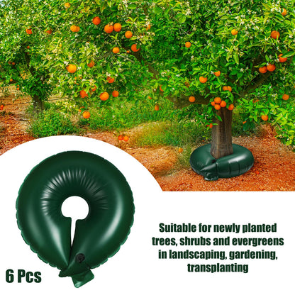Foaincore 6 Pcs 10 Gallon Heavy Duty Tree Watering Ring PVC Drip Irrigation Deep Tree Root Watering Bag Round Trees Slow Release Water Pouch Planting Drip Irrigation Rings for Gardening Supply(Green)