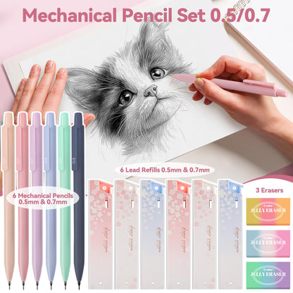 DazSpirit 61 PCS Aesthetic School Supplies with Cute Pencil Case, Pastel No Bleed Highlighters, Gel & Erasable Pens, Mechanical Pencils, Refills, Complete Essentials Stationery Kit for Students (Pink)