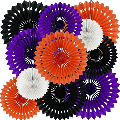 Halloween Hanging Honeycomb Round Paper Fans Decoration Theme Tissue Paper Fan Garland for Shower Birthday Graduation Wedding Party Supplies 11 Count