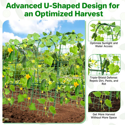 Cucumber Trellis for Raised Bed, U-Shape Garden Trellis for Climbing Plants Outdoor, Metal Arch Trellis for Vegetables, Plant Support for Tomato, Pea, Zucchini (47.2" L×30" W×47.2" H-Medium)