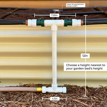Garden Grid Manifold - 12" Tall, Double Style | Link All of Your Garden Grids So They Water Together | Ideal for Side-By-Side Garden Grid Connections