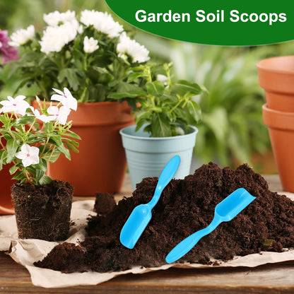 M METERXITY 20-Pack Mini Gardening Shovel Spoons, Plastic Garden Soil Scoops for Cultivation Digging Transplanting/Flower Planting/Plant Succulent, Colorful Small Gardening Tools [Blue]