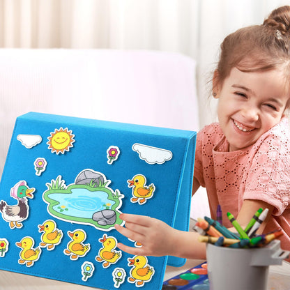 Affrolling 16 Pack Felt Board Pocket Sets Flannel Felt Story Board Pieces with a Multi Functional Pieces Storage Binder Bag for Bible Stories Preschool Activities Study
