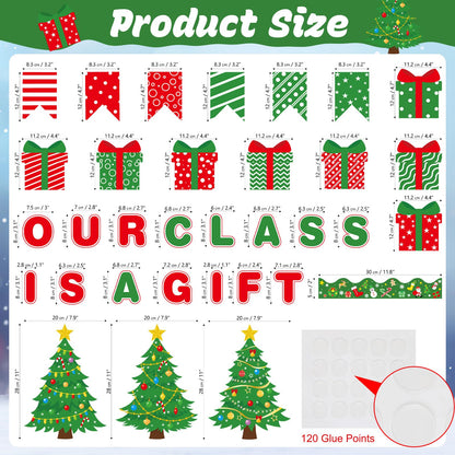 HIQINLUG Christmas Bulletin Board Decorations Set Christmas Classroom Decoration Xmas Boxes Bulletin Board Decor Cutouts For Xmas Holiday Party Classroom School Home Wall Decor