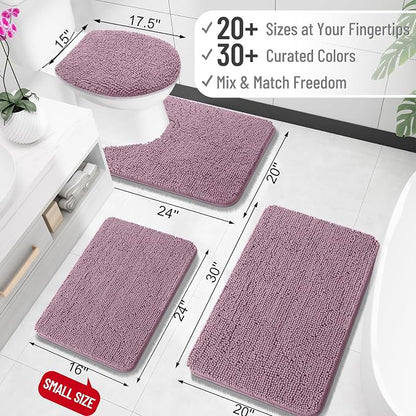 OLANLY Large Bathroom Rugs 50x30, Extra Soft Absorbent Chenille Bath Rugs, Rubber Backing Quick Dry, Machine Washable Bath Mats for Bathroom Floor, Tub and Shower, Home Decor Accessories, Deep Plum