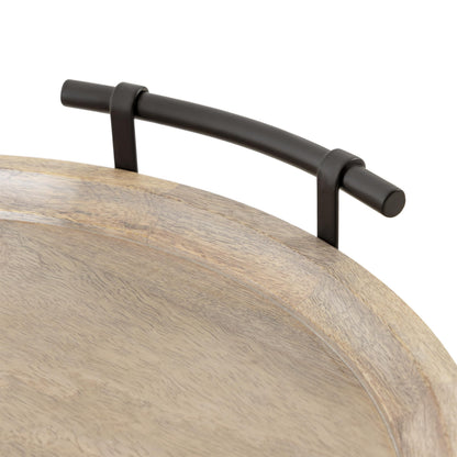 Kate and Laurel Bruillet Farmhouse Wood Round Lazy Susan Tray; 20 x 20; Natural; Wooden Countertop Organizer with Turning Lazy Susan for Kitchen Storage; Coffee Table; or Living Room Ottoman