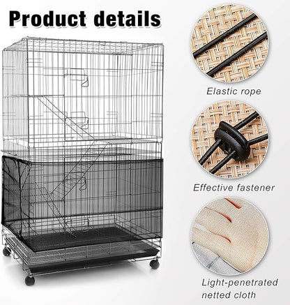 Shappy Large Bird Cage Seed Catcher,Bird Cage Cover Net Skirt Guard,Adjustable Soft Airy Mesh Net for Parrot Parakeet Macaw(78.7 x 15 Inch/ 200 x 37 cm,White)