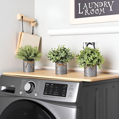 Mkono Small Fake Plants in Farmhouse Galvanized Metal Pots 3 Pack Potted Artificial Plant Eucalyptus for Laundry Room Bathroom Shelf Table Decor
