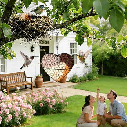 Bird Nesting Material Holder, Handmade Fiber Bird Nesting Heart with Refillable Material for Wild Bird, Hummingbird Houses Outdoor Garden Decoration Outside Gifts for Birds Lovers