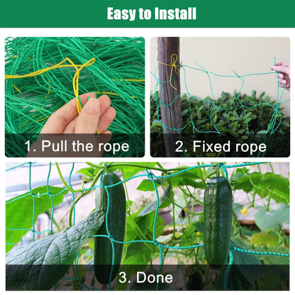Trellis Netting for Climbing Plants, 6.6x9.85 FT Heavy Duty Garden Trellis Net with 27 Strands Nylon for Cucumber, Grape, Vine, Vegetables, Flowers, Bean, Tomato Grow Trellis Net (Green, 1 Pack)