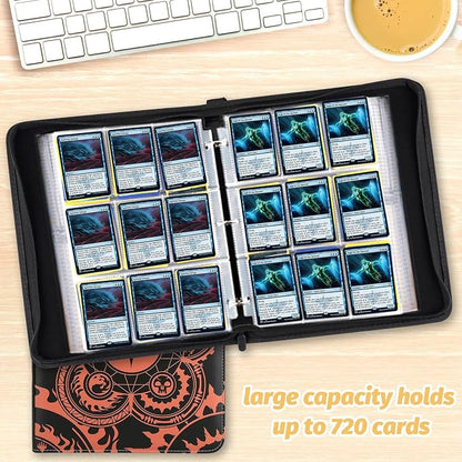 Trading Card Binder,9-Pocket Binder for Trading Cards Holds 720 Cards,Premium Collector Card Album for Standard Cards,Card Collection Folder for MTG,TCG,Yugioh,Game Cards (A-orange)