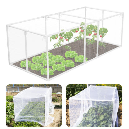 warmfarm 72 * 33 * 30 in Detachable Crop Cages for Garden, Plant Protection Tent with Garden Netting for Vegetables Fruits Flowers,Mesh Plant Covers for Outdoors White