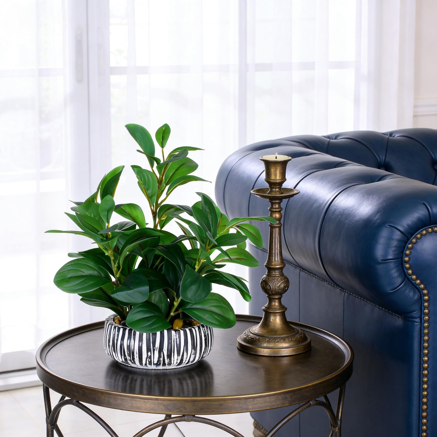 NASAMA Realistic Artificial Potted Plant, Faux Indoor Greenery for Home Office Living Room Bookshelf Bathroom Decor, Low-Maintenance Space-Saving Fake Plants with Modern Decorative Vase