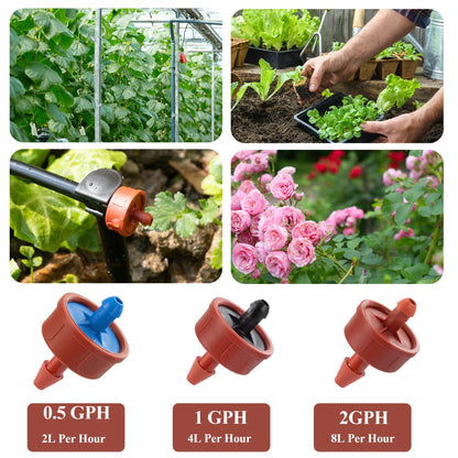 200Pcs 0.5 GPH Pressure Compensating Irrigation Spot Drippers,Constant Flow Barb Outlet Watering Dripper Emitters Heads Parts for 1/4 Inch Watering Tubing Line for Garden Pots Plant Irrigation Systems