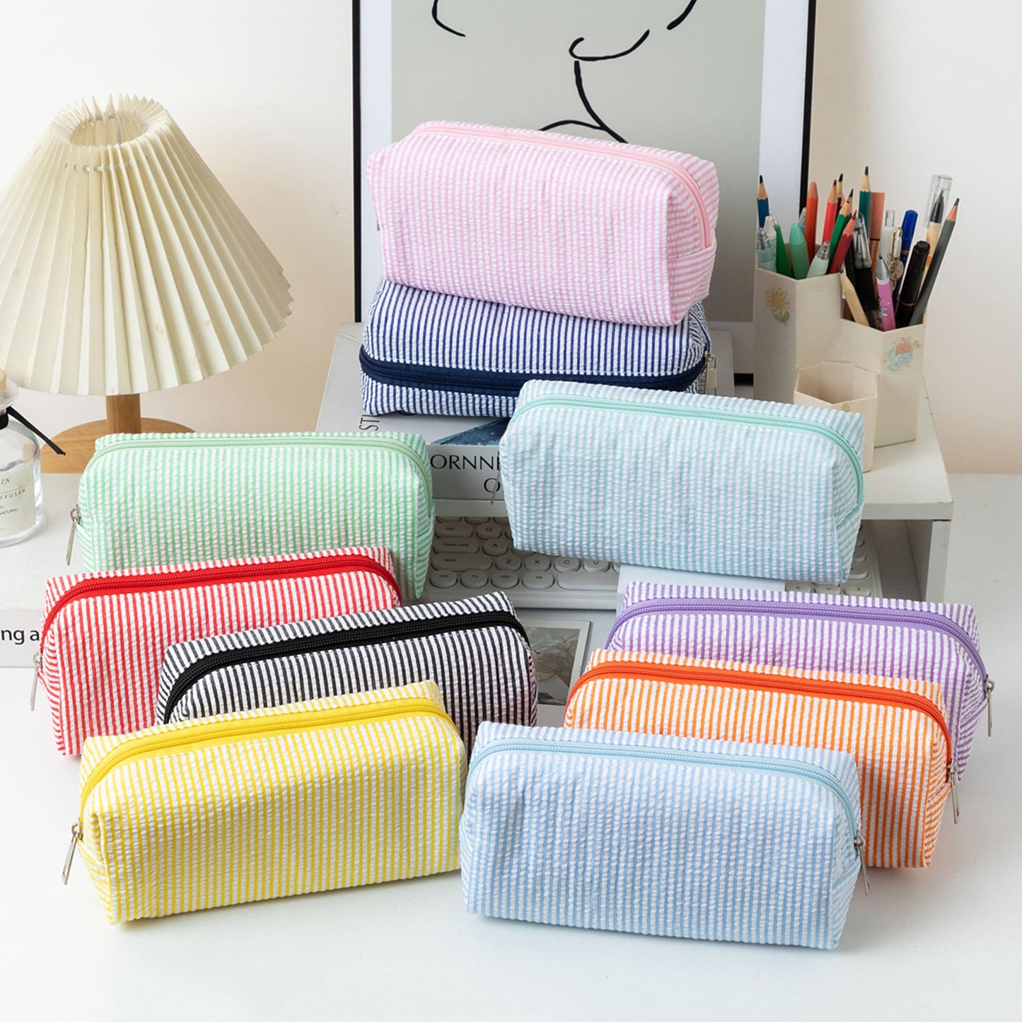 OZAOZ Cute Pencil Case Capacity Pencil Pouch Aesthetic Pen Bag Office Stationery Organizer Simple Sturdy Multifunctional Cosmetic Pouch (purple)