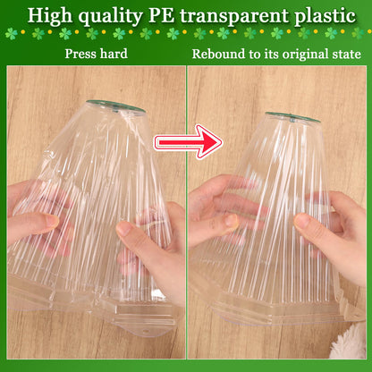 VICAMB 20 Pack Garden Cloches for Plants with 40PCS Ground Stakes,Clear Reusable Bell Covers with Rotatable Vent for Plant Protection,Garden Protector from Animals Birds Chicken,7.9" H X 6.7" D