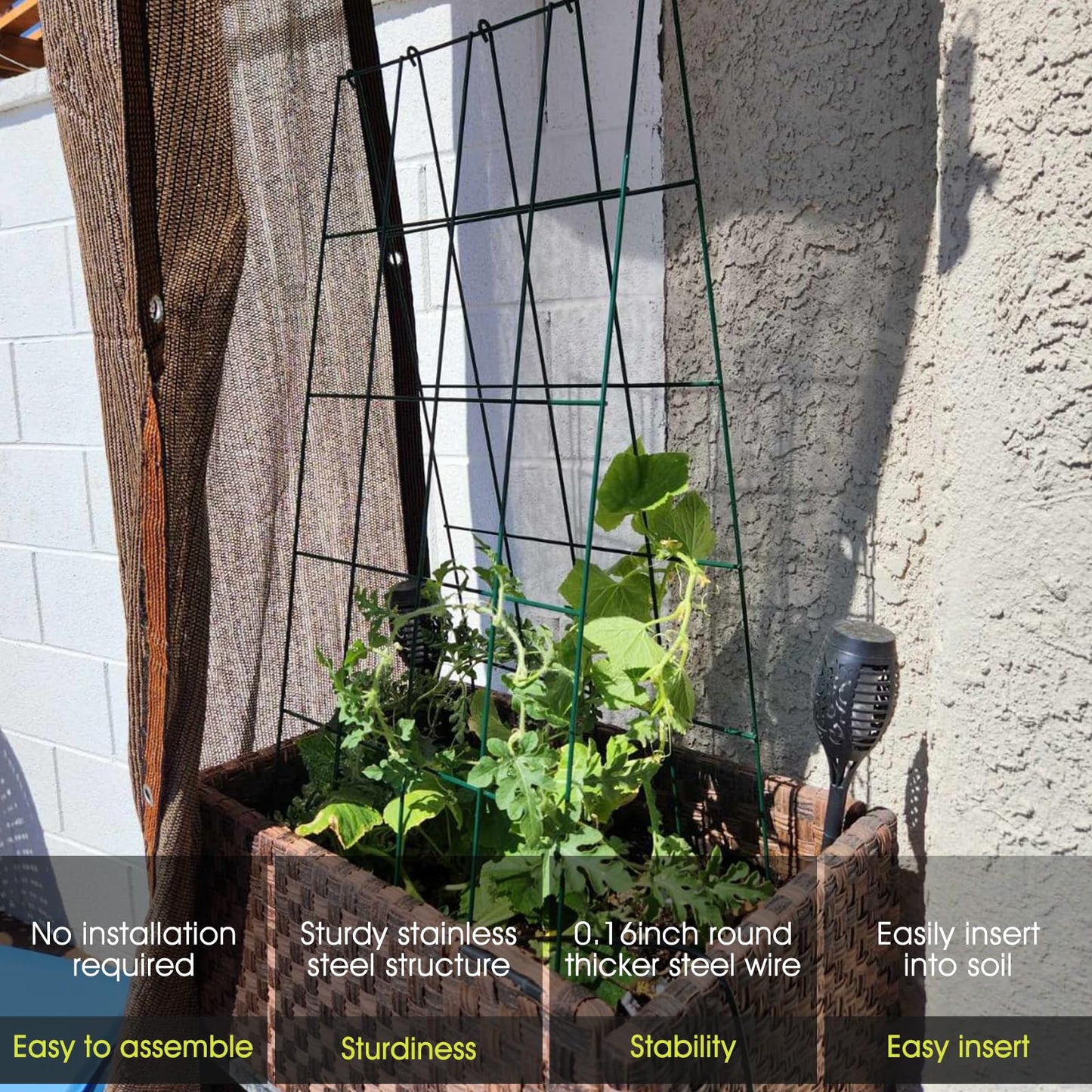 Cucumber Trellis for Raised Bed, Rifny 16.5 x 40 Inch Metal Trellis for Climbing Plants Outdoor with Plant Clips Twist Ties, Garden Plant A-Frame Trellis for Vegetable Pea Tomato (Black, 2 PCS)