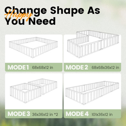 KING BIRD Raised Garden Bed 68" x 36" x 12" (2 Packs) Galvanized Steel Metal Outdoor Planter Kit Box for Vegetables, Flowers, Fruits, and Herbs, Dark Grey