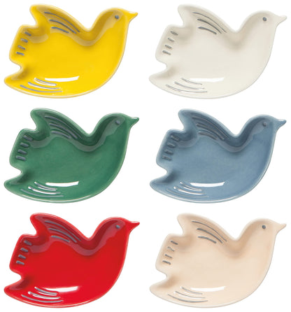 Now Designs Bird Shaped Ceramic Pinch Bowl Set, Soy Sauce Dish, Set of 6