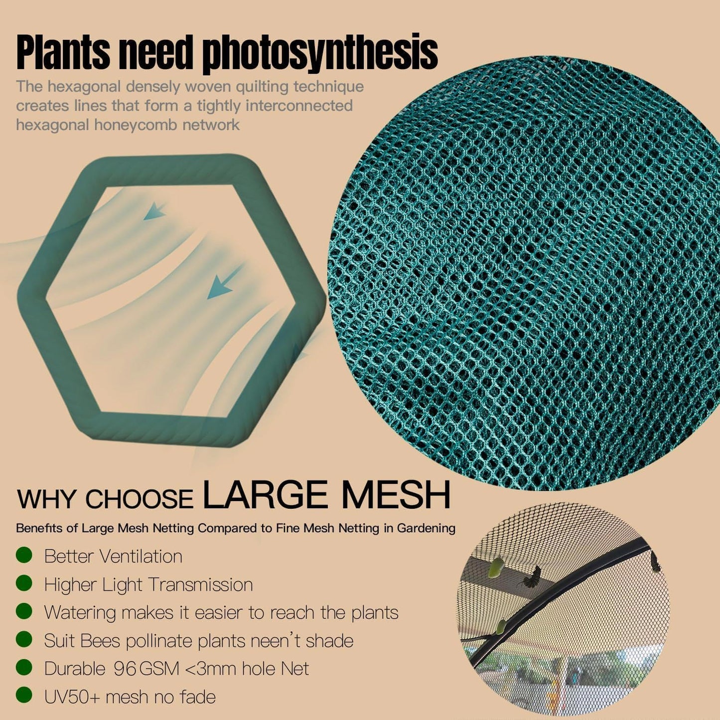 Poray Large 6.6x3.3FT Tunnel Plant Netting Cover, Pop up Crop Cage Gardening Net Cover for Protecting Vegetables &Fruits,Durable Gardening Net for Plant and Small Animals