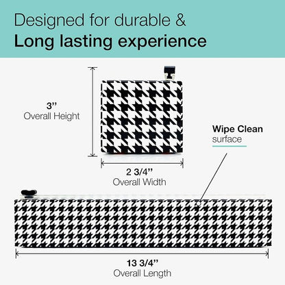 Chicwrap Houndstooth Refillable Plastic Wrap Dispenser - One 12" x 250' Roll of Professional Grade Plastic Wrap - BPA Free and Kosher Certified - Reusable Dispenser w/Slide Cutter