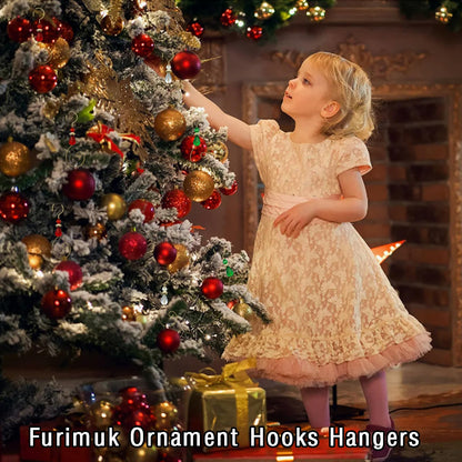 Furimuk 30 Pcs Ornament Hooks Hangers Christmas Decorative Hanging Stainless Wire with Acrylic Crystal Jewel Beaded, Swirl S-Shaped Hangers Hook for Christmas Tree Decorations