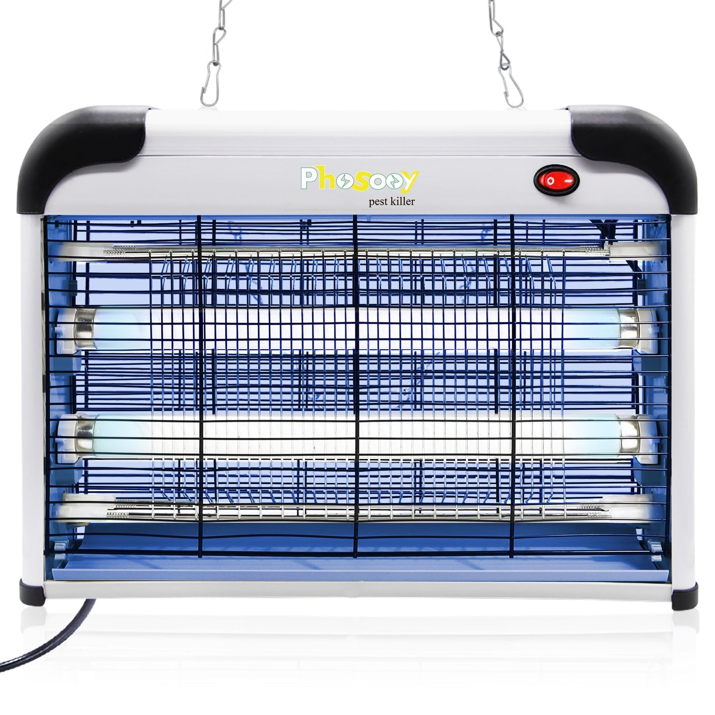 Phosooy Electric Bug Zapper, 2800V High Grid Indoor Mosquito Killer with 20W Lamps, Plug-in Hanging Insect Trap for Mosquitoes, Moths, Gnats, Flies and Flying Insects Indoor Use