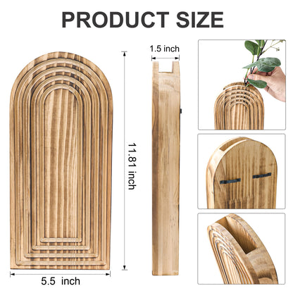 DREAMLOOM 2 Pack Wooden Wall Vases with Fake Plants, Wall Hanging Planters Boho Modern Farmhouse Indoor for Narrow Spaces Entryway Bathroom Home Office Decoration, Black
