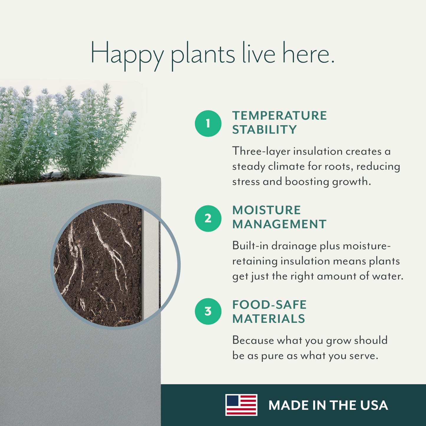 PolyStone Monterray Modern Outdoor/Indoor Square Planter - 23" x 23" x 19" H - Lightweight Weather Resistant Stone-Look Resin Planter - Commercial & Residential - Black