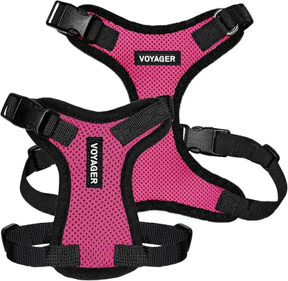 Voyager Step-in Pet Harness - All Weather Mesh, Adjustable Step in Harness for Cats and Dogs by Best Pet Supplies - Fuchsia/Black Trim, M