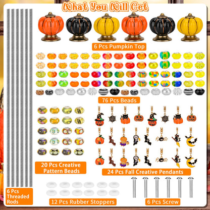 Hysagtek Halloween Fall Decorative Garden Stakes, Set of 6 Fall Metal Yard Stakes with Pumpkins, Happy Halloween Autumn Fall Outdoor Decorations