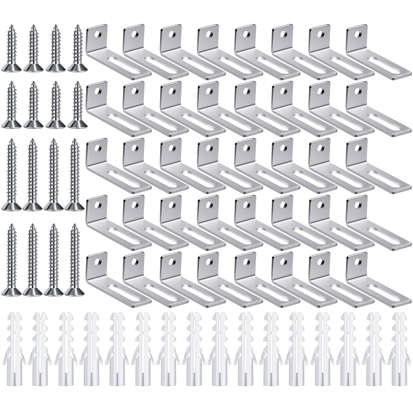 Oudain 40 Set Wall Brackets Whiteboard Mounting Hardware Wall Installation Hardware Kit Whiteboard Mounting Brackets Include Hanger Supports, Screws, Expansion Tube for Hanging Office Supplies
