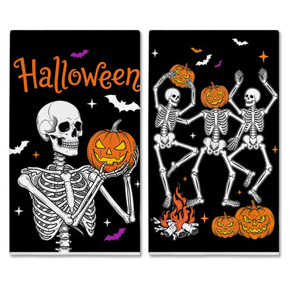 Hexagram Halloween Kitchen Towels, Skeleton Decor, Halloween Hand Towels