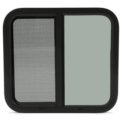 HECASA RV Window Horizontal Sliding 24in W x 22in H, Black Frame & Tinted Glass, Model MO-2283, Glass & Steel Construction