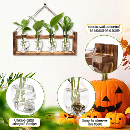 CYZglass Plant Propagation Stations Halloween Skull Plant Terrarium Kit Glass Vases Gift for Father Air Planter Home Office Decor