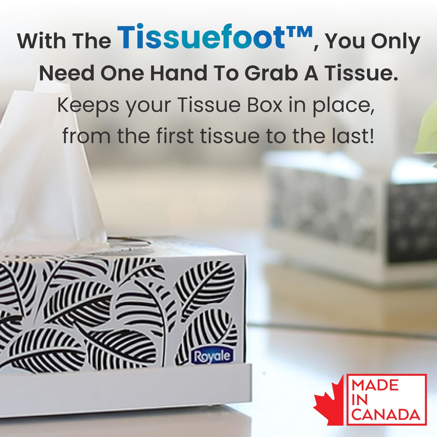 Tissuefoot - The Ultimate Tissue Box Holder: Convenient Access for Home, Office, Car, Classroom & More - Dishwasher Safe- Sturdy, Rectangular and Stylish Stabilizer!