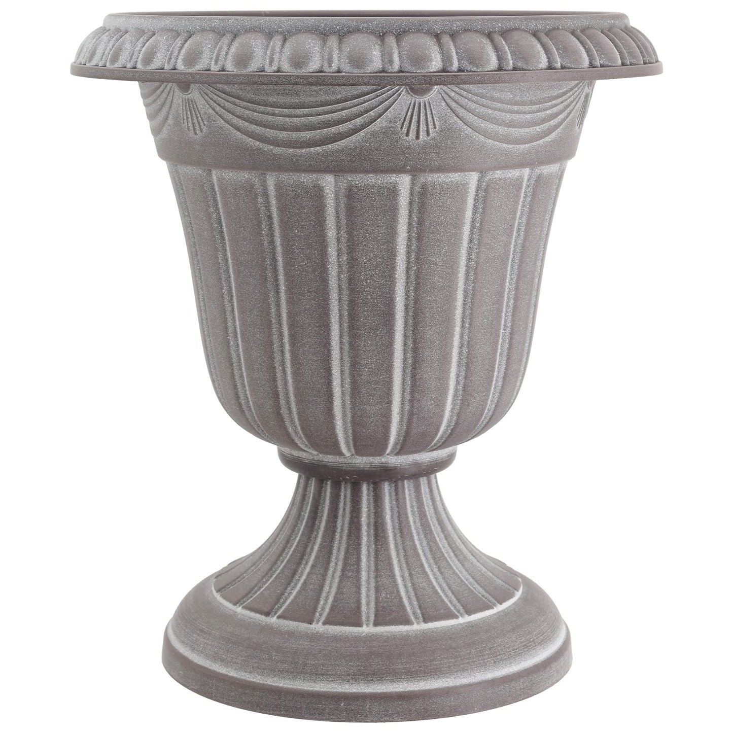Arcadia Garden Products PL20WW Indoor/Outdoor Classic Traditional Plastic Urn Planter, Whitewash, 10" x 12", White Wash