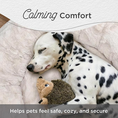 Best Friends by Sheri The Original Calming Donut Dog Bed for Extra-Small Dogs up to 10 lbs, Lux Faux Fur, Mink Dark Gray, 18" x 18"
