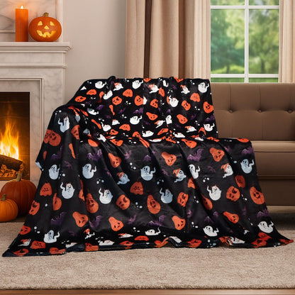 HITIME Cozy Blanket Printed Throw Halloween Collection - 300 GSM Fleece Blanket for Home Decoration, Ultra Soft Microfiber (Throw - 50" x 60") - G